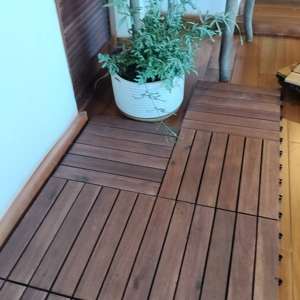 Dalles de terrasse en bois modernes de haute qualité 30 x 30 cm, écologiques, pour patio, intérieur, balcon, terrasse, jardin, installation facile, imperméables, anti- - Product Image 4