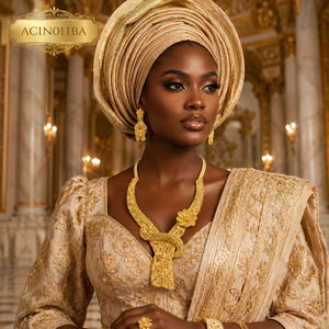 Collar con Colgante de Flores Chapado en Oro de 18K para Mujer Africana con Pendientes para Boda, Fiesta, Joyería de Lujo - Product Image 4
