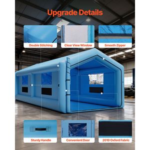 Cabina di Verniciatura Gonfiabile Illuminata a LED 39.37 X 16.40 X 13.12 ft con Ventilatori da 950W+1100W e Sistema di Filtraggio dell'Aria (Triangolare) - Product Image 6