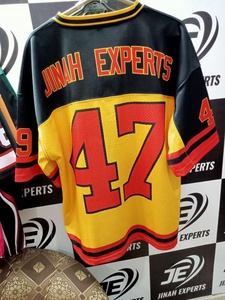 เสื้อคริกเก็ตผู้ชาย JINAH EXPERTS คอวี แขนสั้น ผ้าตาข่าย ระบายอากาศได้ดี พิมพ์ลายแบบ Sublimated ทรงปกติ เหมาะสำหรับทุกฤดูกาล - Product Image 3