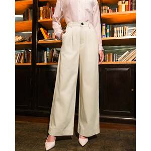 Huda Women's Pants <b>Elastic</b> <b>Waist</b> Wide Leg <b>Trousers</b> American European Style Cotton Blend Fabric XL Size Decorative <b>Elastic</b> <b>Waist</b> - Product Image 4
