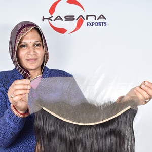 Extensions de cheveux humains indiens Remy 13x4 Frontal non traités, cuticules alignées, double trame machine, à clipser, tissage naturel, cheveux profonds - Product Image 2