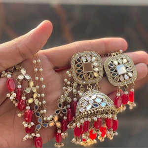 Bijouterie Plaqué Or Rouge Kundan Pierre Fine Jewelry Collier Set 10581109RD - Product Image 1