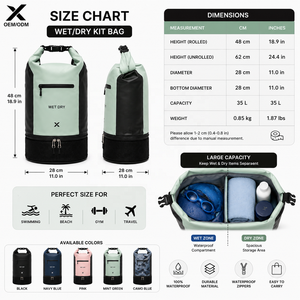 Custom Waterproof Swim Wet Dry Kit Bag Roll <b>Top</b> Dry Bag with Wet Dry Compartment 500D <b>PVC</b> Waterproof Swimming Beach Gym Travel - Product Image 6