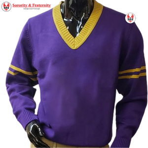 Custom Greek Omega Fraternity Knitted Embroidered Houndstooth <b>Cardigan</b> College Greek Paraphernalia - Product Image 1
