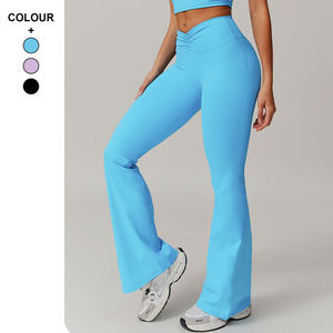 Custom Women Quick Dry High Waist Hip Lift <b>Flared</b> Yoga Pants V Waist Running Gym Fitness <b>Leggings</b> - Product Image 2