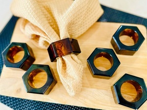 Glam Resin <b>Napkin</b> <b>Ring</b> Set Vintage Look Table Decor Wedding <b>Napkin</b> <b>Rings</b> - Product Image 2