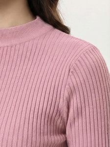 Camiseta Básica de Oficina para Mujer, Cuello Redondo, Tejido Acanalado, Casual, 100% Algodón, Anti-Pilling, Manga Corta, Esencial para el Verano - Product Image 2