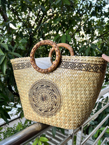 Handmade Vintage <b>Straw</b> Bag Seagrass Woven Floral Painted Decorate Fashion <b>Handbag</b> for Women From Vietnam Factory - Product Image 4