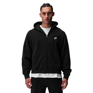 Sweat-shirts à capuche surdimensionnés noirs unis OEM pour l'hiver, avec poche dissimulée, logo personnalisé, respirants, style streetwear vintage pour hommes - Product Image 1