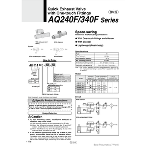 Válvula de escape rápido SMC Pneumatics, piezas neumáticas de AQ240F-04-04 - Product Image 2