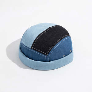 Gorra Docker de Mezclilla de Algodón Lavado Personalizable, Gorro Marinero sin Visera de Múltiples Paneles, con Borde Plegado, Transpirable, Unisex, Ajustable, para Exteriores, OEM - Product Image 3