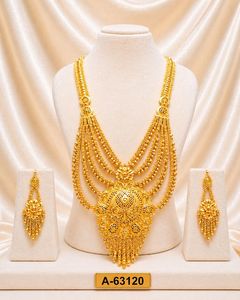 Luxury Gold Plated Bridal Necklace Set with Earrings – Traditional Long Haar Jewelry Set for Women - Product Image 1