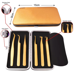 แหนบขนตาปลอมมีความแม่นยำสูงแหนบหนีบขนตาปลอมปริมาณพลาสม่าสีทองมาใหม่ - Product Image 5