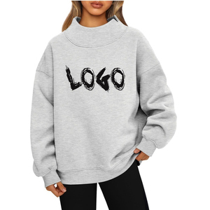 Sweat-shirt d'hiver à col montant personnalisé en gros, pull oversize en polaire vierge à épaules tombantes, col roulé de haute qualité pour femme - Product Image 1