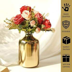 <b>Unique</b> Creative Gold Finished Flower <b>Vase</b> for Home Decor Use Premium Antique Metal <b>Vase</b> for Wedding Interior At Reasonable Price - Product Image 3