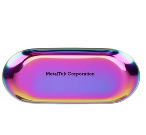 ถาดรูปไข่สีรุ้งสแตนเลสสตีลทันสมัยสำหรับงานแต่งงาน ของขวัญสำนักงาน ของตกแต่ง จัดเก็บเครื่องสำอางและเครื่องประดับ - Product Image 1