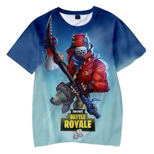 T-shirt pour enfants à manches courtes en jersey compressé d'été décontracté respirant à séchage rapide imprimé d'animaux de dessin animé 100% coton - Product Image 1