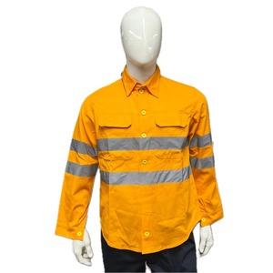 Safety Protection <b>Construction</b> Working Shirt Yellow Hi Vis Workwear Mens Long Sleeve <b>Work</b> Shirt - Product Image 1
