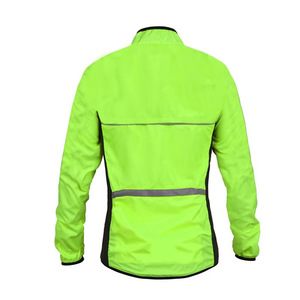 Chaqueta de Ciclismo Verde Neón y Negra para Hombre, Cortavientos con Forro de Malla, Cierre Completo, Cuello Alto, Impermeable y Resistente al Viento - Product Image 4