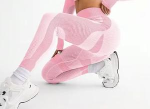 High Waist Solid Color <b>Knitted</b> <b>Leggings</b> Full Length Stretchy Breathable Spandex Nylon Women's Sporty Yoga Seamless 220g Letter - Product Image 4