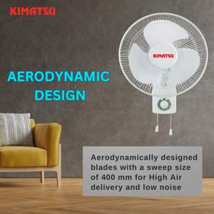 Ventilador de Pared Eléctrico de Plástico KIMATSU con 3 Aspas para Uso en Exteriores y Comercial (300x400mm) - Product Image 2
