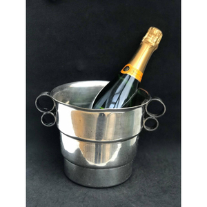 Cubo de hielo de plata antigua con asas de doble anillo, enfriador de vino vintage de lujo para decoración de bodas y hoteles, precio de fábrica - Product Image 1