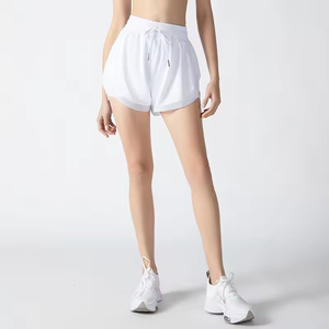 <b>Women's</b> Solid Color Sport <b>Shorts</b> With Drawstring Elastic Waist Knitted Fabric Loose Fit High Rise Casual Style - Product Image 6
