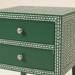 Mesa de Noche Moderna para Dormitorio, Mesa Auxiliar Verde de Madera con 2 Cajones, Mesa de Noche Multifuncional con Almacenamiento - Product Image 5