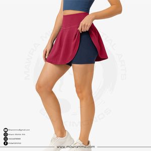 กระโปรงกางเกงเอวสูงสำหรับผู้หญิง สีพื้น ทรงเอ สปอร์ต กระโปรงสั้นแบบมีซับในรัดรูป มีกระเป๋า เหมาะสำหรับวิ่ง - Product Image 3