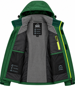 <b>Men</b>’s 3-in-1 Waterproof Hooded Outdoor <b>Jacket</b> with Detachable Fleece Liner Contrast Panels Neon Zippers Custom Logo Shell - Product Image 4