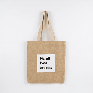 กระเป๋าโท้ทผ้ากระสอบรักษ์โลก ขนาด 38x42 ซม. หูหิ้วด้านบน แบบกล่อง ขายส่ง พิมพ์โลโก้ตามสั่ง กระเป๋าช้อปปิ้งนำกลับมาใช้ใหม่ได้ สำหรับงานโปรโมชั่น - Product Image 1