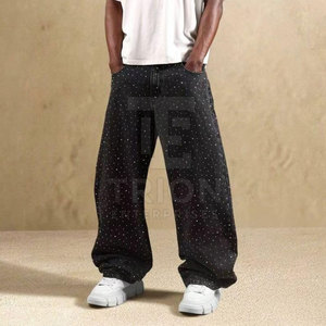 Pantalones elegantes de corte ajustado con pedrería para hombre, para uso en exteriores, hechos en Pakistán, pantalones con pedrería para hombre en venta. - Product Image 2