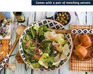Bol à salade en bois de manguier avec impression émaillée, bol mélangeur, sûr pour les aliments, facile à nettoyer, bol de service pour la maison et les fêtes - Product Image 6