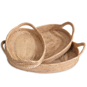 Plateau de service élégant en rotin, fait main, fournisseur en gros, plateau en rotin naturel tissé pour la cuisine et la décoration intérieure, fabriqué au Vietnam - Product Image 1