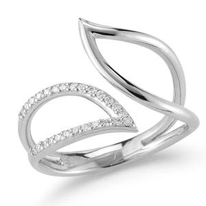 Bague en or massif 10K/14K/18K de luxe avec diamant de laboratoire, motif feuille, bande ouverte, bijou statement délicat, idéal pour l'empilage, cadeau pour elle - Product Image 2