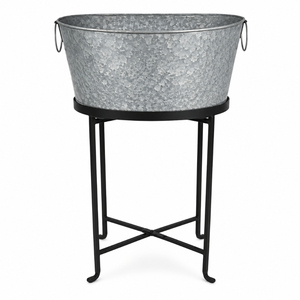 Wholesale Large Galvanized Metal Beverage Tub with Iron Stand Detachable Rust-Resistant Ice Bucket <b>Drink</b> <b>Cooler</b> Pail for Outdoor - Product Image 1