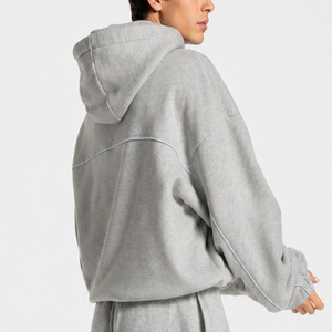 Wholesale <b>Men's</b> Light <b>Grey</b> Contrastline Hoodie's Casual Oversized Breathable <b>Men's</b> <b>Sweatshirts</b> Premium Fleece <b>Men's</b> Pullover - Product Image 3