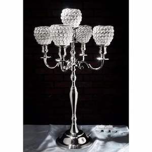 Chandelier votif en cristal 5 bras, chandelier en métal, porte-bougie - Product Image 1
