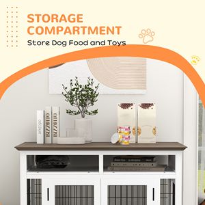 White Double-Door <b>Dog</b> Kennel Furniture Side End <b>Table</b> with Storage for Small and Medium <b>Dogs</b> - Product Image 6