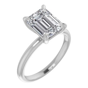 Anillo de Moissanita con Corte Esmeralda y Engaste de Garras, Plata de Ley 925 Bañada en Oro Blanco, Lujoso Estilo Art Déco, Regalo para Compromiso, Boda o Aniversario - Product Image 4
