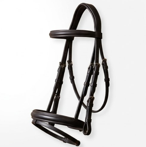 บังเหียนม้าหนังพร้อมสายรัดจมูกแบบมีตะขอเย็บด้ายสีดำ อุปกรณ์ขี่ม้า - Product Image 6