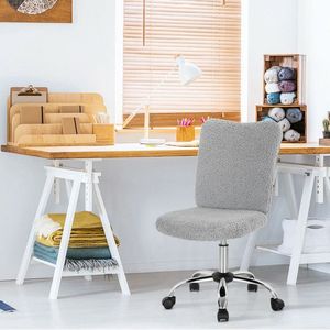 Chaise de bureau pivotante réglable sans accoudoirs en fausse fourrure pour le loisir - Product Image 3