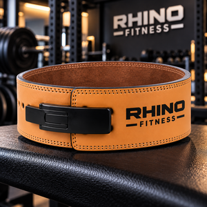 Ceinture de musculation enveloppante en néoprène Rhino Fitness, soutien lombaire réglable, soutien de la taille couleur tan, boucle noire, pour adultes - Product Image 1