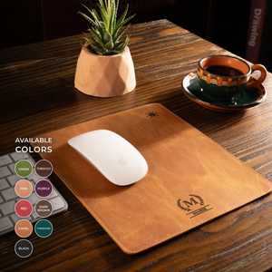 High Quality Genuine Leather Mouse Pad Stitched Edge Computer Mousepad Luxury Cowhide Leather <b>Desk</b> <b>Protector</b> LMP-0007 - Product Image 2