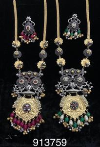 Conjunto de collar pesado de plata alemana, conjuntos de joyería para mujer con borlas, conjuntos de pendientes de collar étnico bohemio acrílico Vintage - Product Image 3