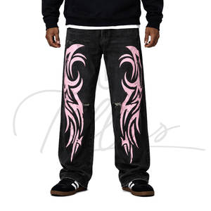 กางเกงยีนส์ฮิปฮอปทรงหลวมคุณภาพสูงสำหรับผู้ชาย แฟชั่นใหม่ สวมใส่สบาย ระบายอากาศได้ดี ขายส่ง - Product Image 5