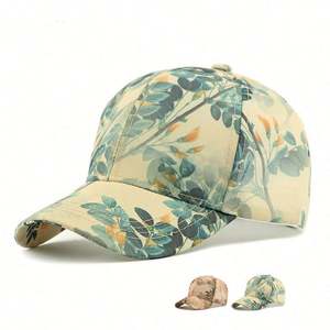 Casquette de baseball ethnique pour femme 2025 – Printemps/Été – Protection solaire extérieure – Personnalisée – Calotte rigide – Tendance – Motif feuille imprimé - Product Image 2