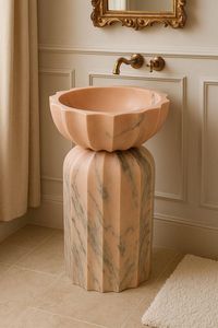 Lavabo de Pedestal Moderno de Mármol Premium con Desagüe para Baños de Hoteles, Villas y Almacenes - Product Image 2