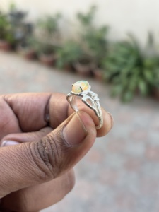 <b>Opal</b> Engagement Gift Statement <b>Ring</b> 925 Sterling <b>Silver</b> Peace Shape Cut AAA Quality Handmade Bezel Setting Classic Vintage Style - Product Image 4